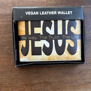 Vegan Leather Wallet with Bold Text